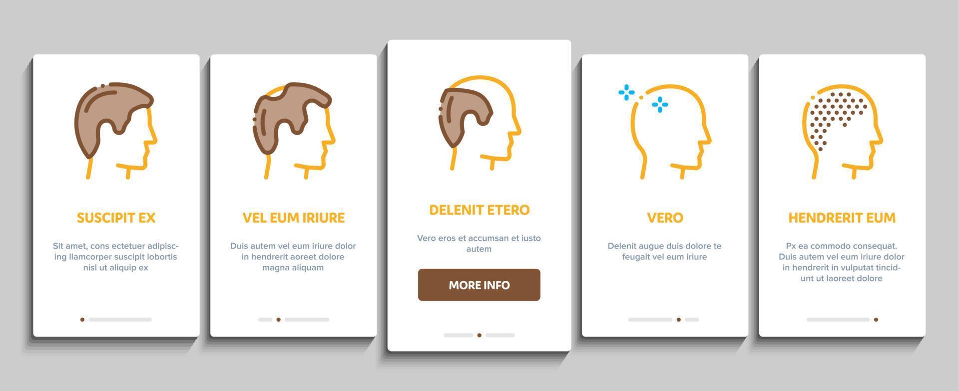 Hair Transplantation Onboarding Elements Icons Set Vector