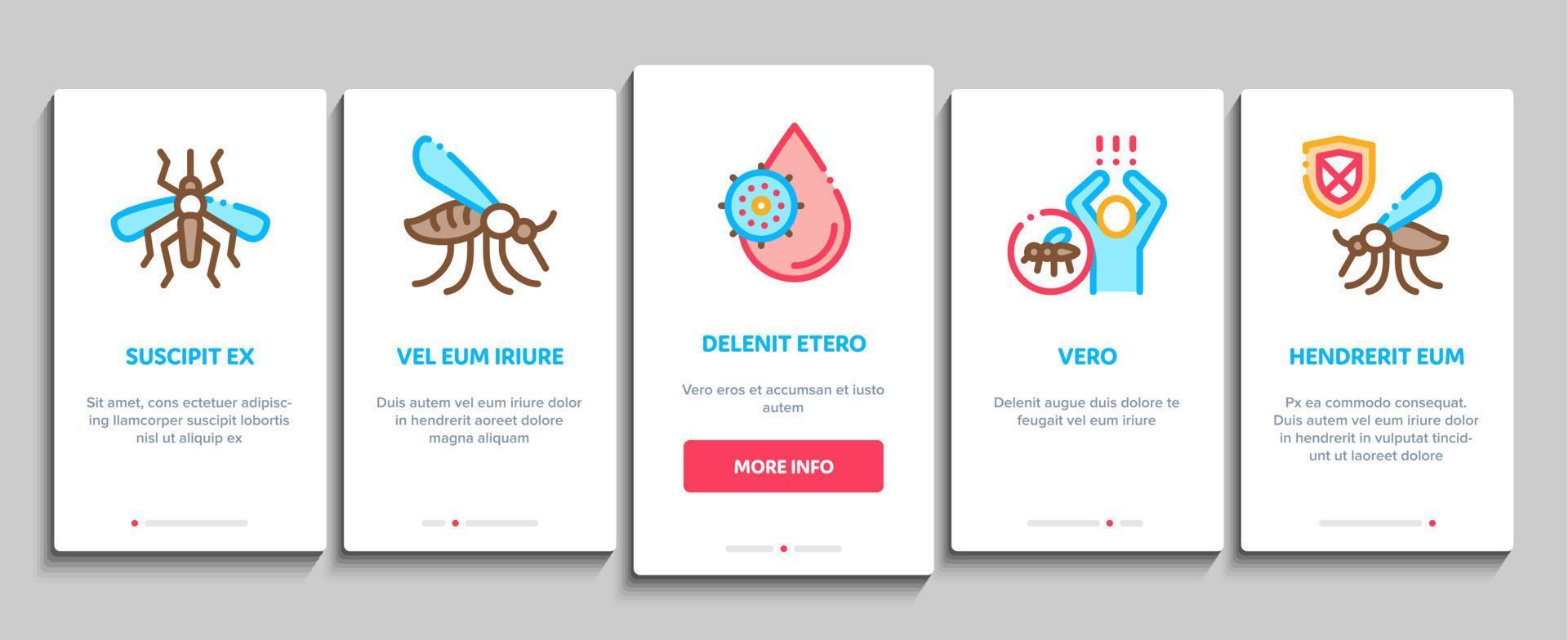 Malaria Illness Dengue Onboarding Elements Icons Set Vector