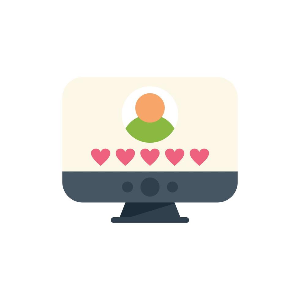 Computer online dating icon flat vector. Internet phone vector