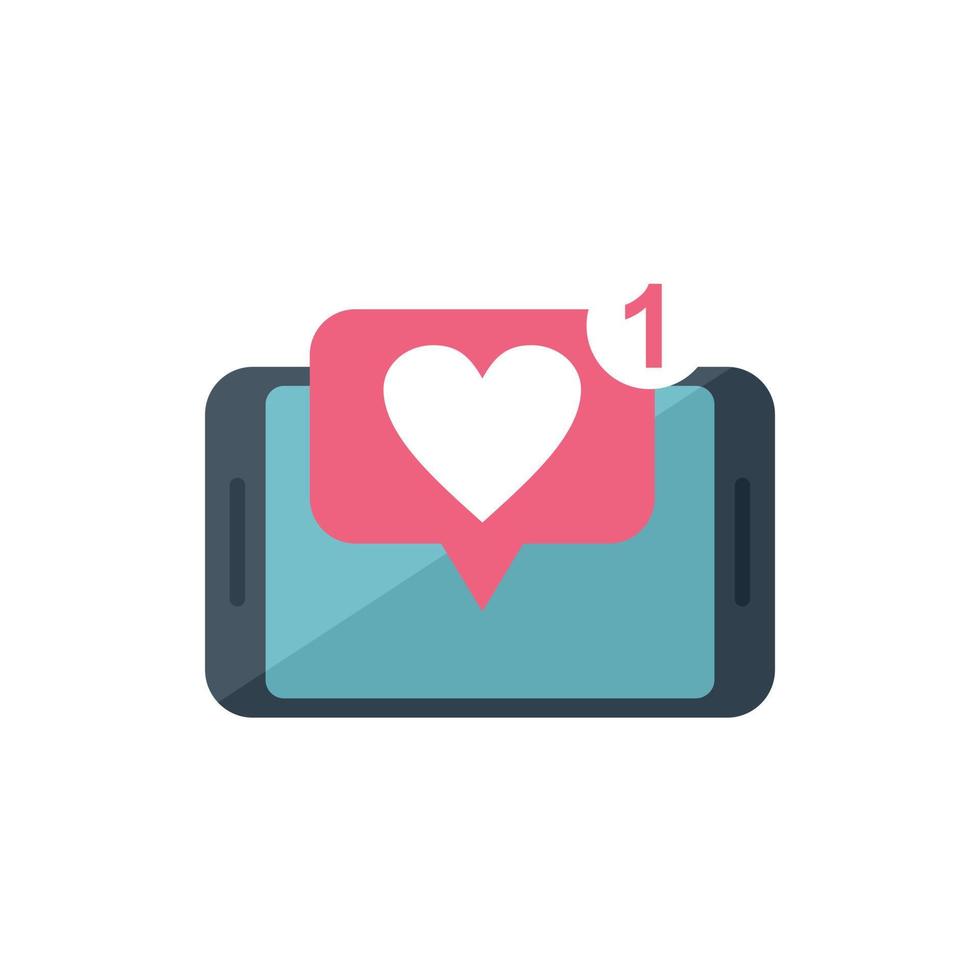 Online like message icon flat vector. Internet mobile vector