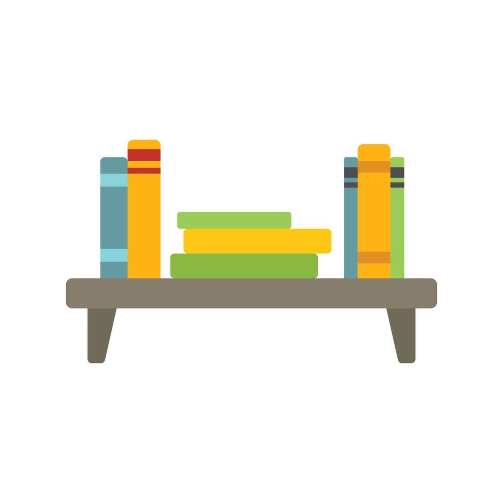 Cozy room book table icon flat vector. People work vector