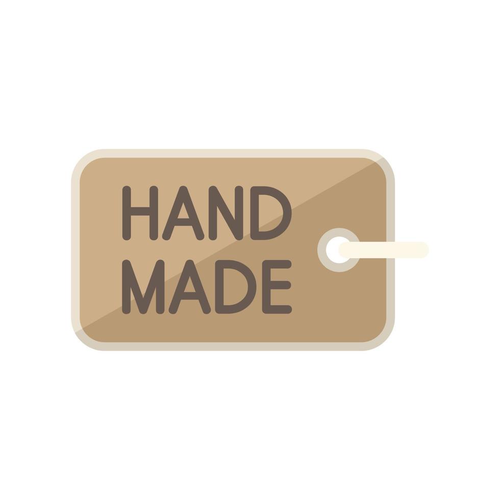 Hand made label icon flat vector. Cloth tag vector