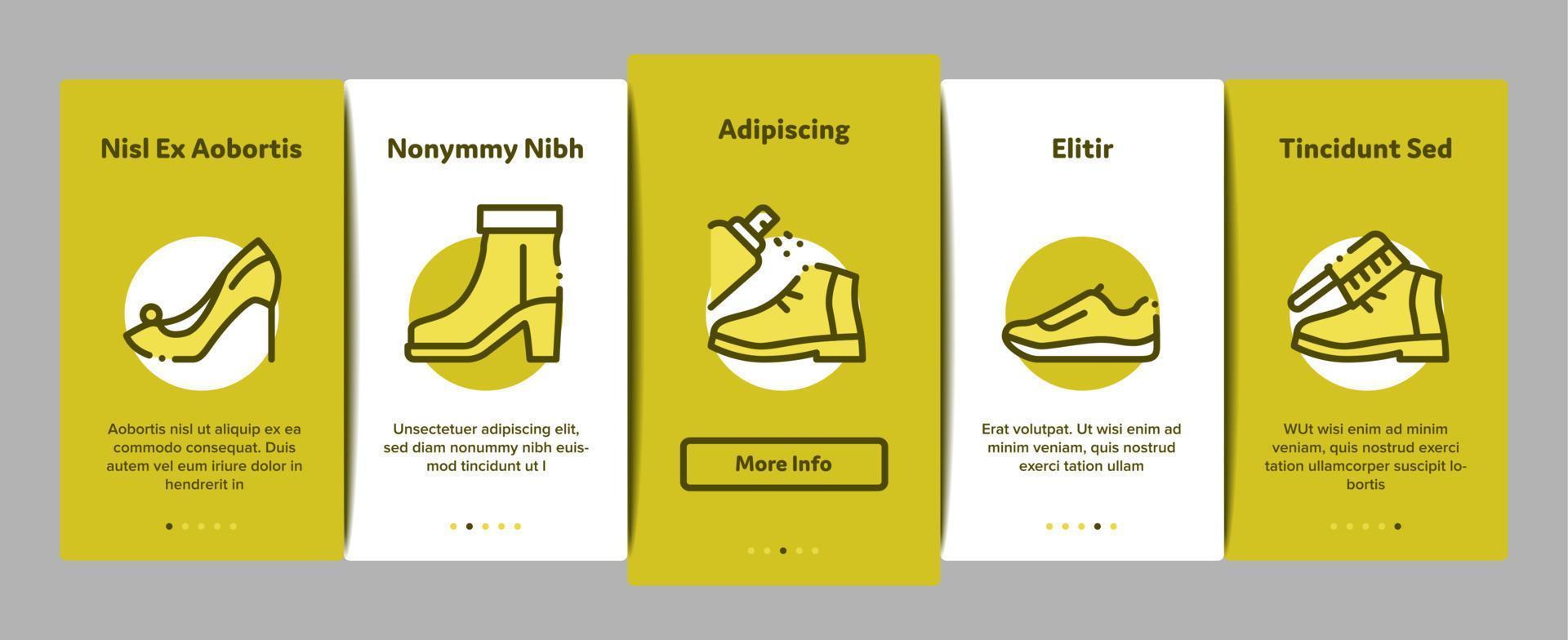 Shoe Repair Equipment Onboarding Elements Icons Set Vector