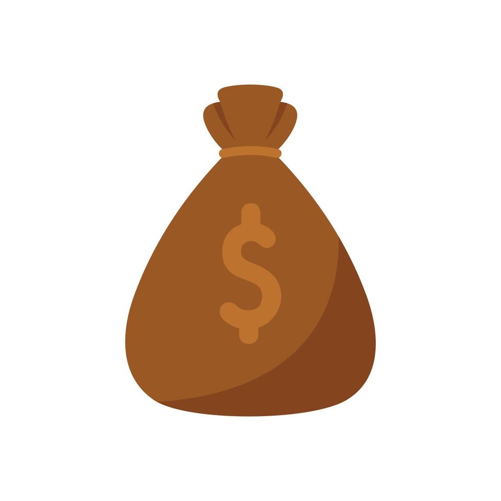 Auction money bag icon flat vector. Price buy vector