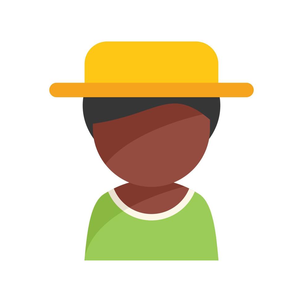 African man in hat icon flat vector. Work adult vector