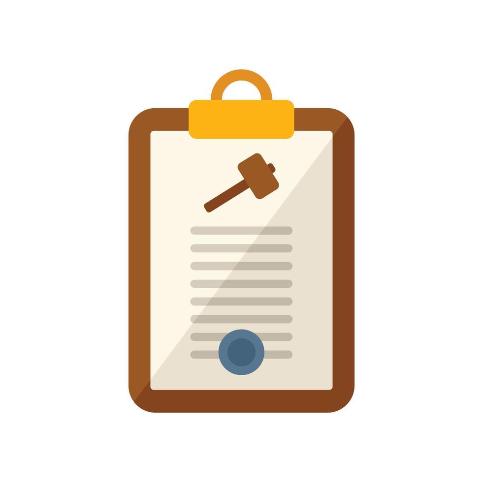 Auction clipboard icon flat vector. Judge process vector