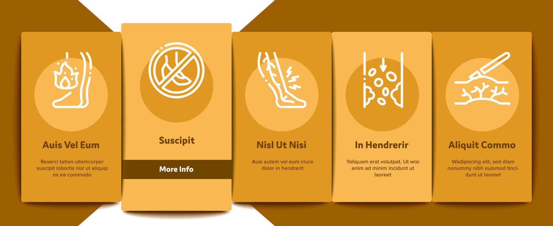 Varicose Veins Disease Onboarding Elements Icons Set Vector