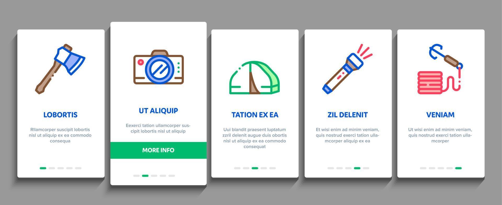 Adventure Onboarding Elements Icons Set Vector