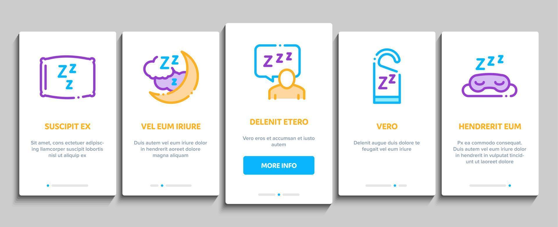 Sleeping Time Devices Onboarding Elements Icons Set Vector