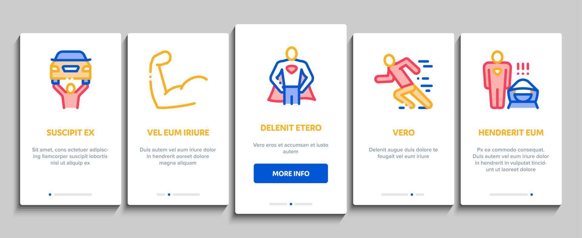 Super Hero Onboarding Elements Icons Set Vector