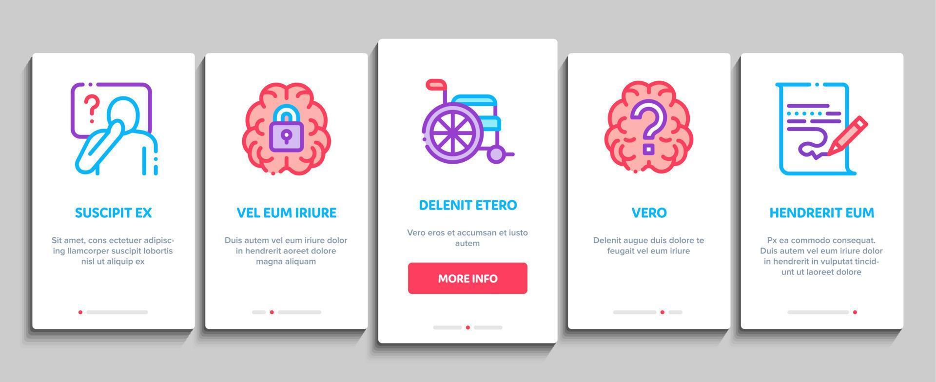 Alzheimers Disease Onboarding Elements Icons Set Vector