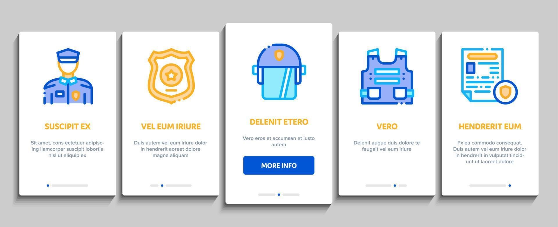 Police Department Onboarding Elements Icons Set Vector