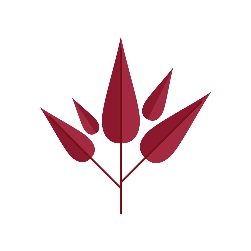 Red plant leaf icon flat vector. Tree leaves vector