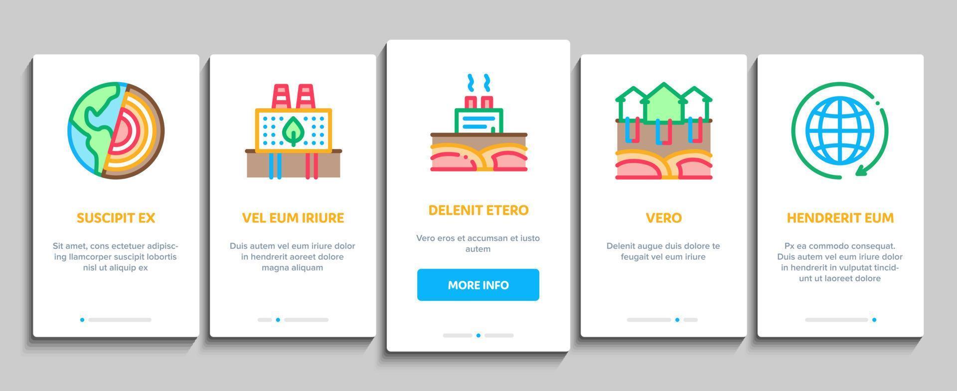 Geothermal Energy Onboarding Elements Icons Set Vector