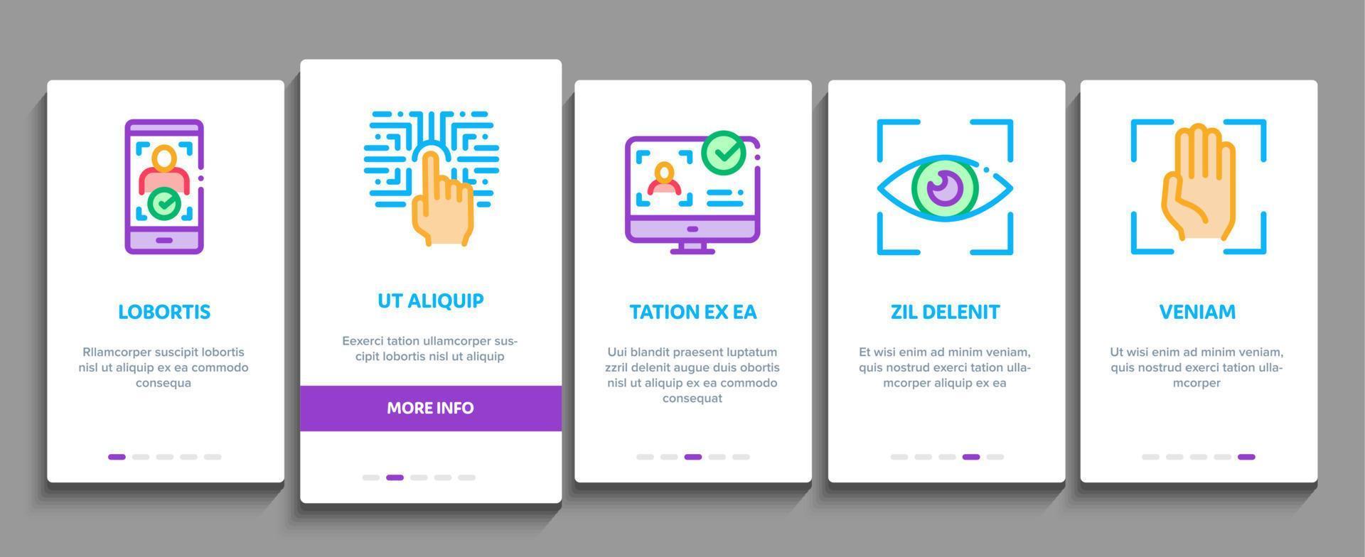 Recognition Onboarding Elements Icons Set Vector