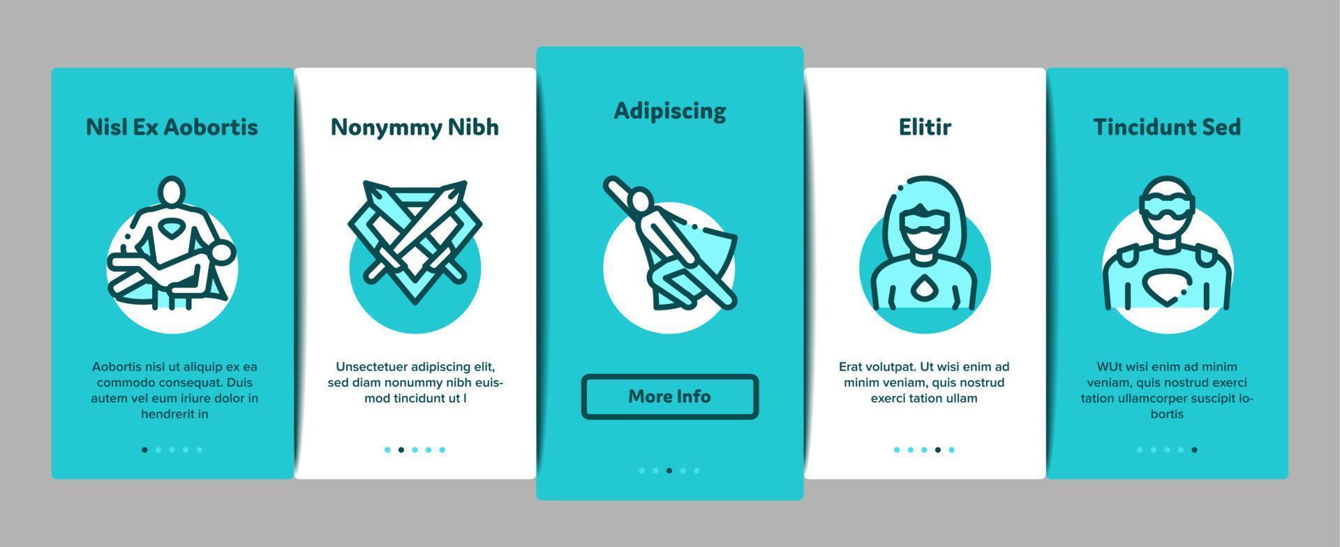 Super Hero Onboarding Elements Icons Set Vector