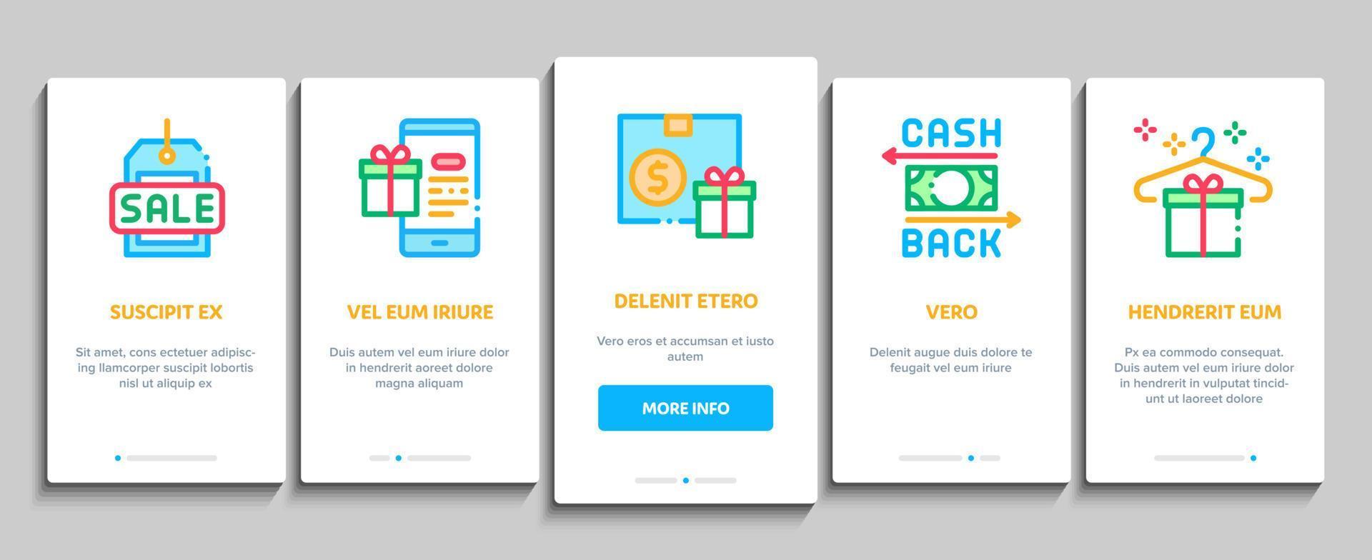 Cost Reduction Sale Onboarding Elements Icons Set Vector