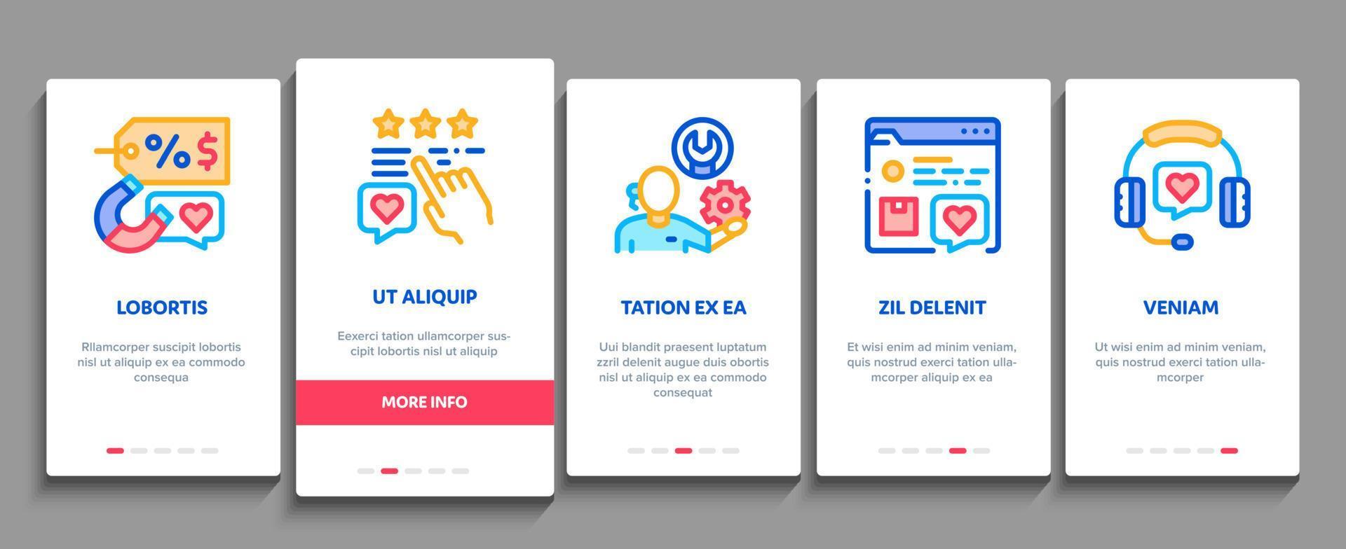 Buyer Customer Journey Onboarding Elements Icons Set Vector