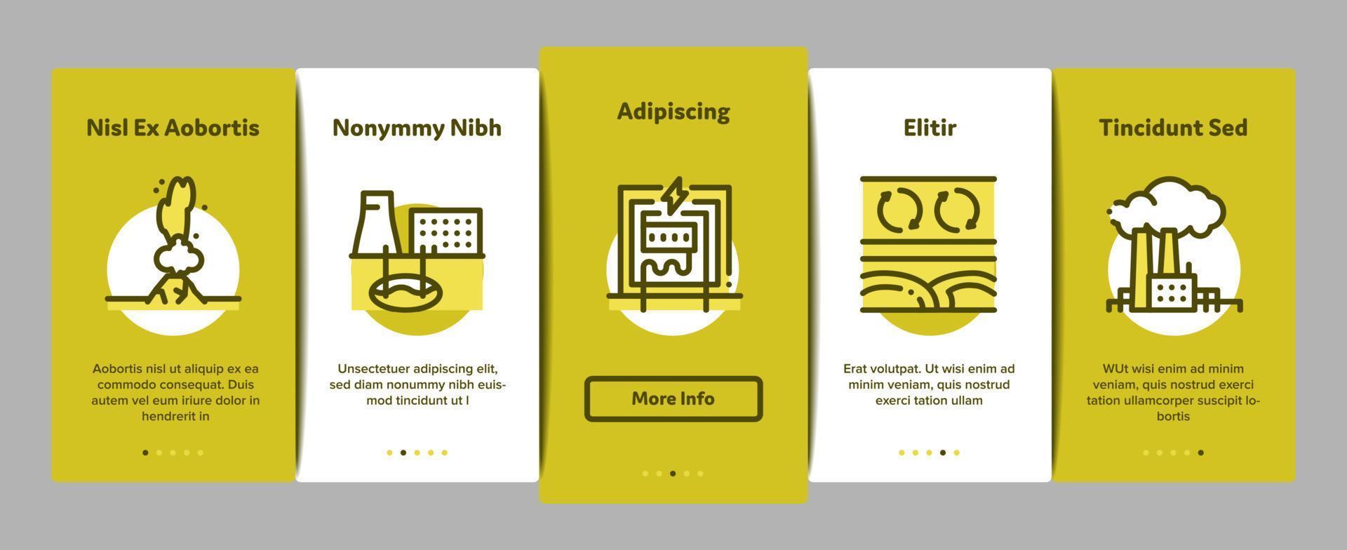 Geothermal Energy Onboarding Elements Icons Set Vector