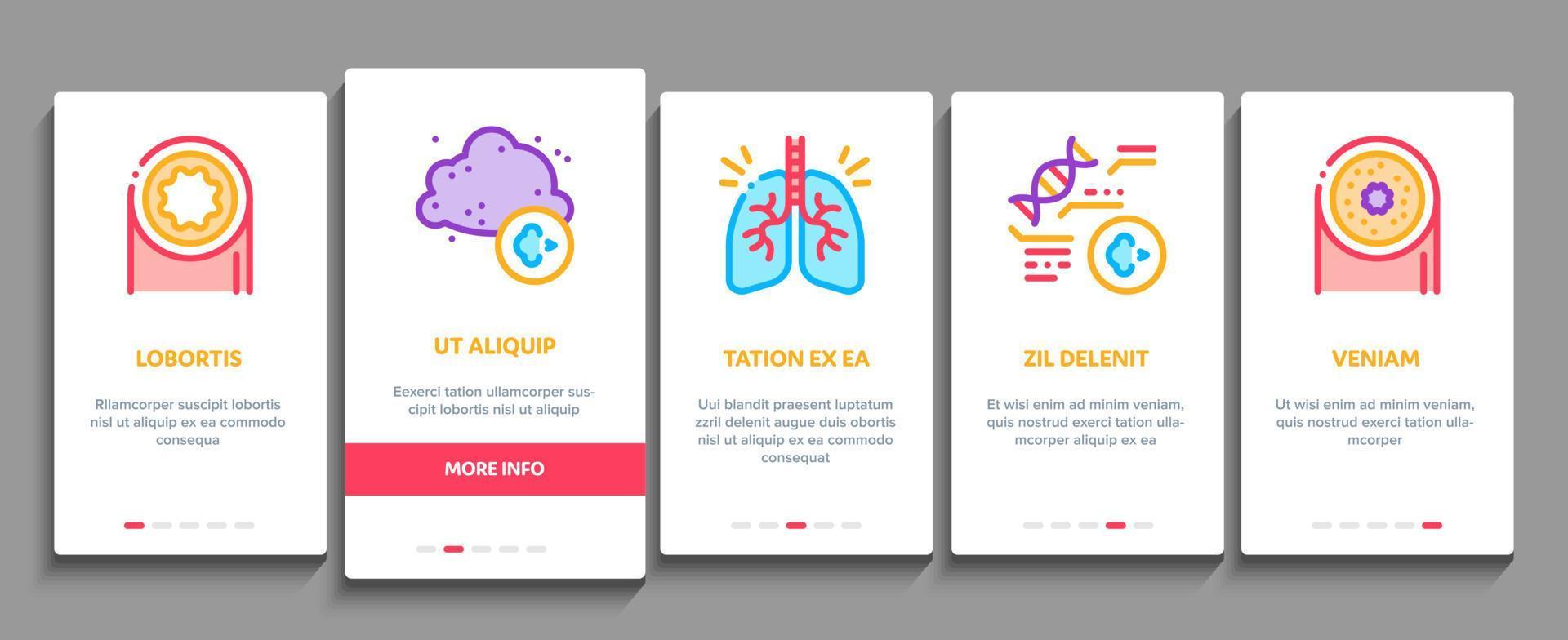 Asthma Sick Allergen Onboarding Elements Icons Set Vector