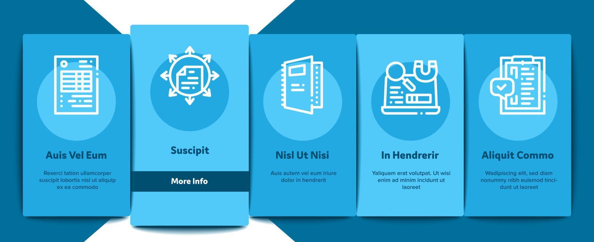 Audit Finance Report Onboarding Elements Icons Set Vector
