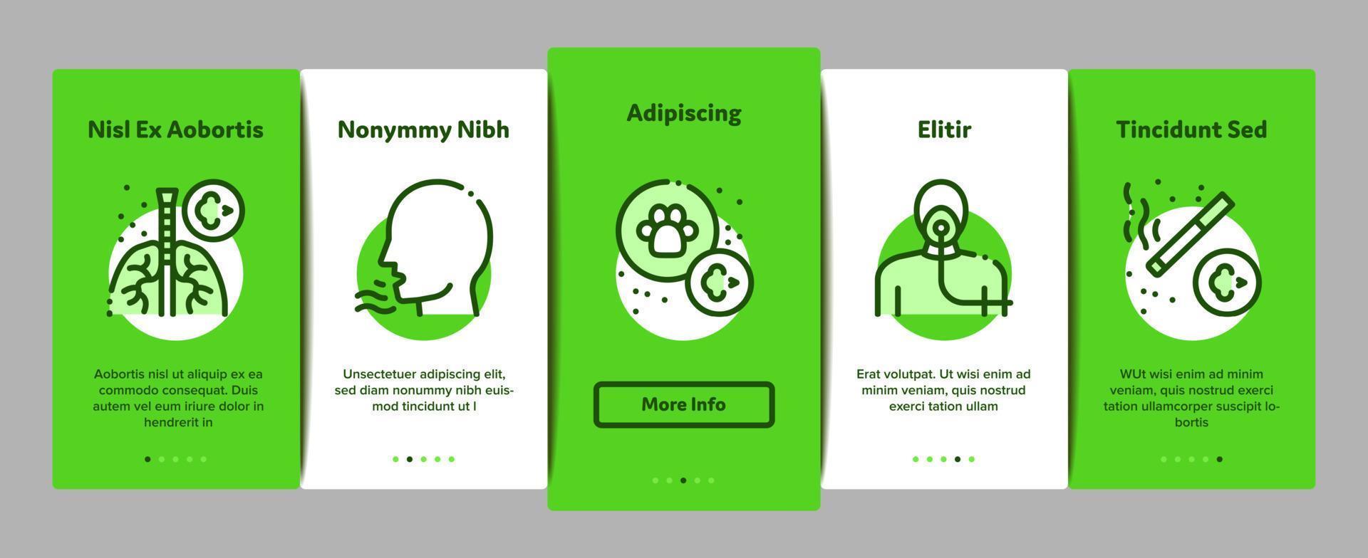 Asthma Sick Allergen Onboarding Elements Icons Set Vector