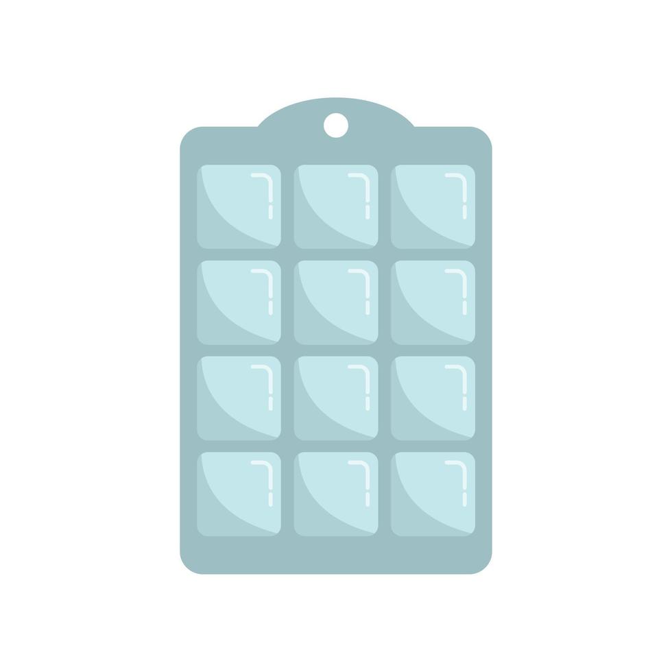Square ice cube tray icon flat vector. Water container vector