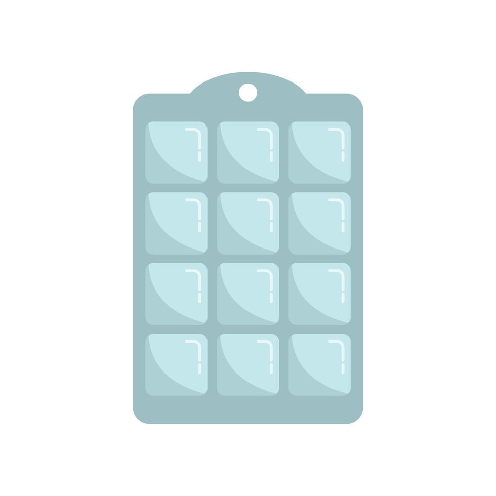 Square ice cube tray icon flat vector. Water container vector