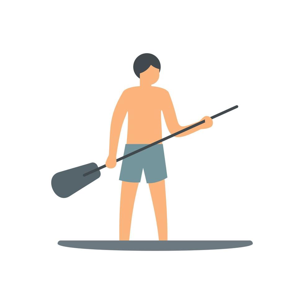 Sup surfer icon flat vector. Paddle board vector