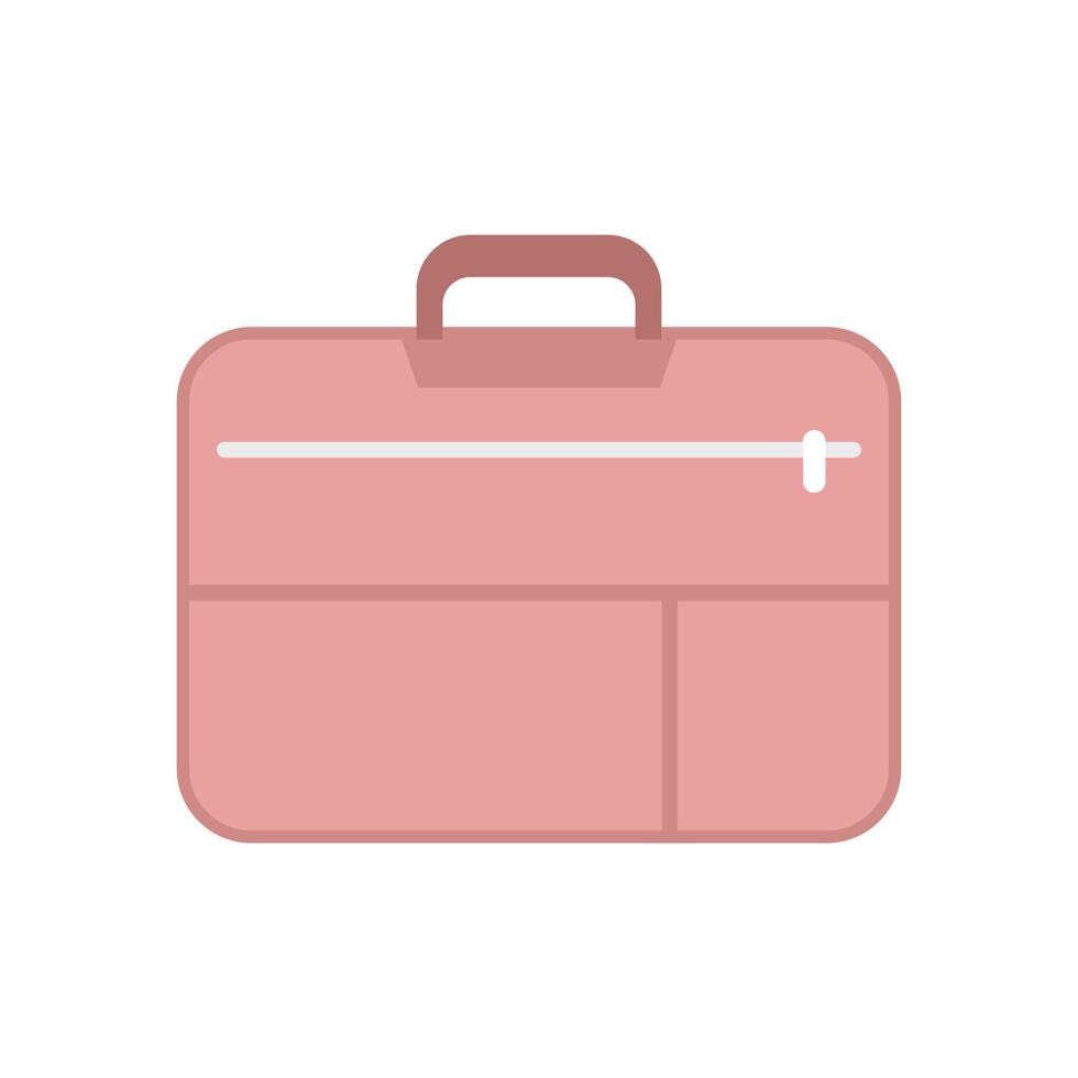 Girl laptop bag icon flat vector. Travel accessory vector