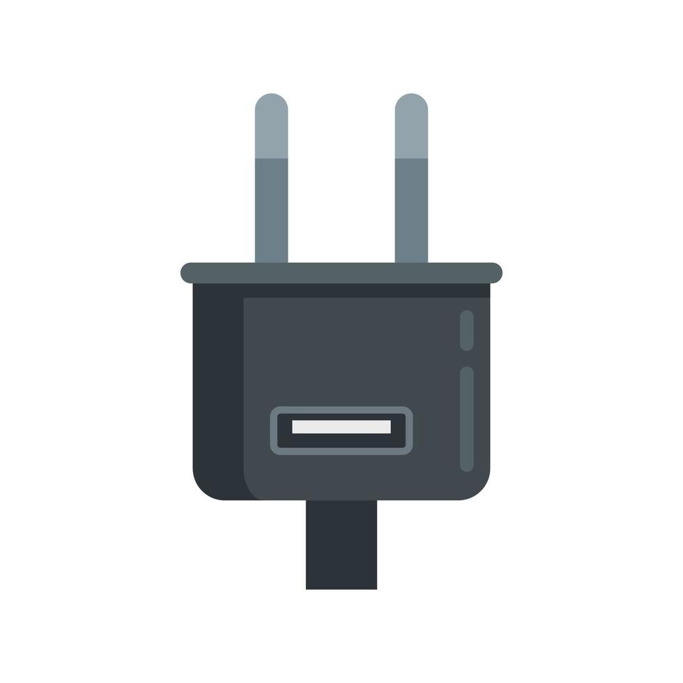 Charger plug icon flat vector. Charge phone vector