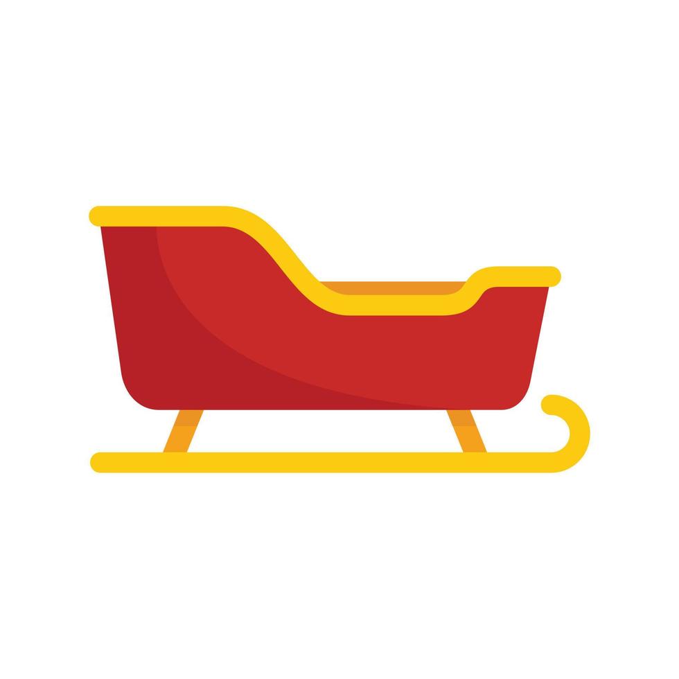 Christmas sleigh icon flat vector. Santa sledge vector