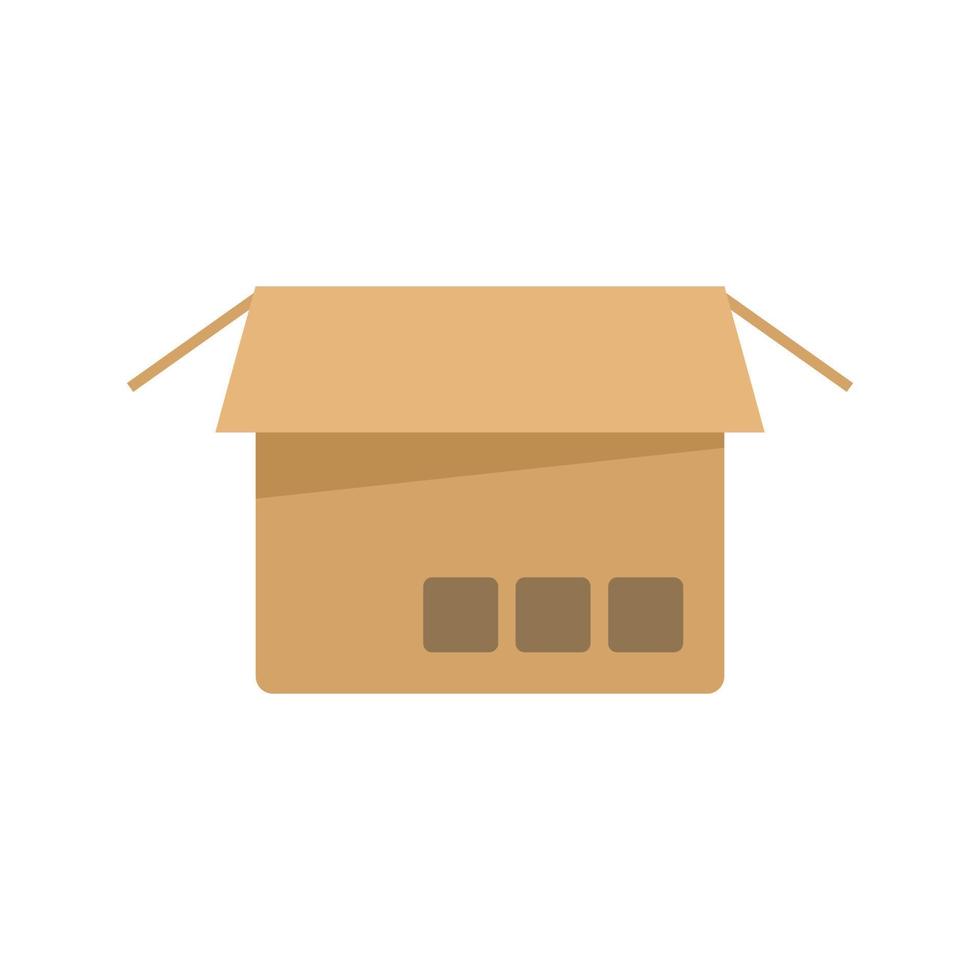 Web box icon flat vector. Carton package vector