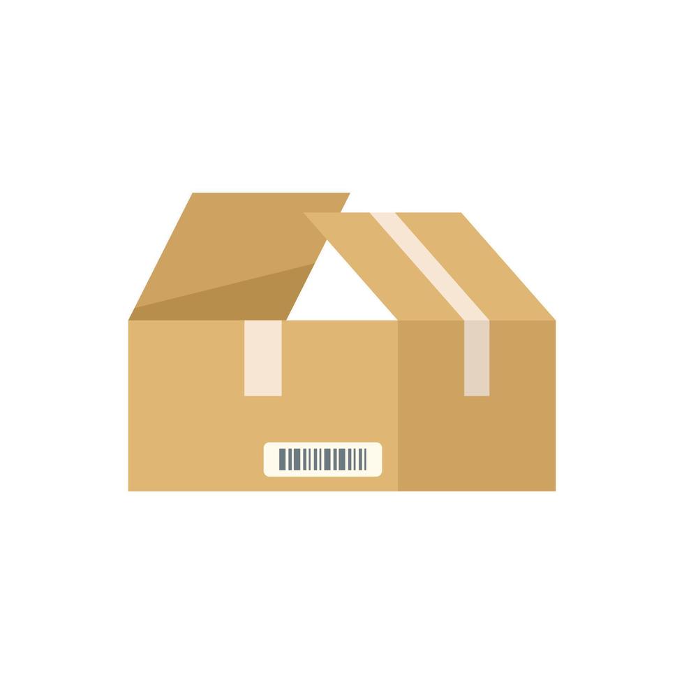 Box cardboard icon flat vector. Carton delivery vector