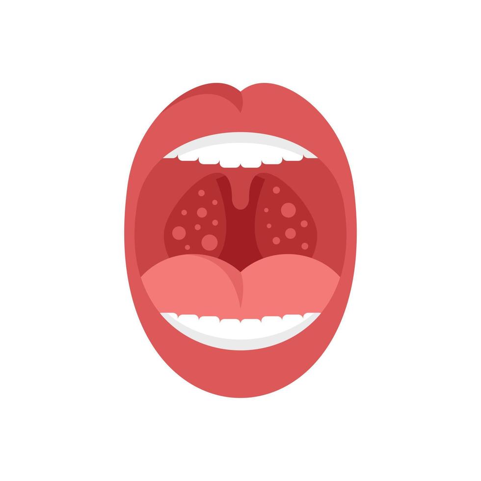 Mouth tonsillitis icon flat vector. Tonsil anatomy vector