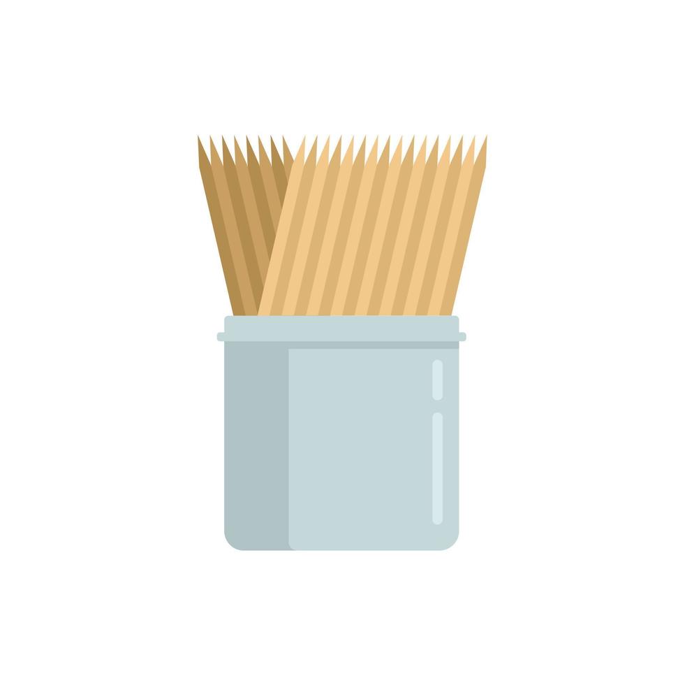 Wooden stick box icon flat vector. Wood toothpick vector