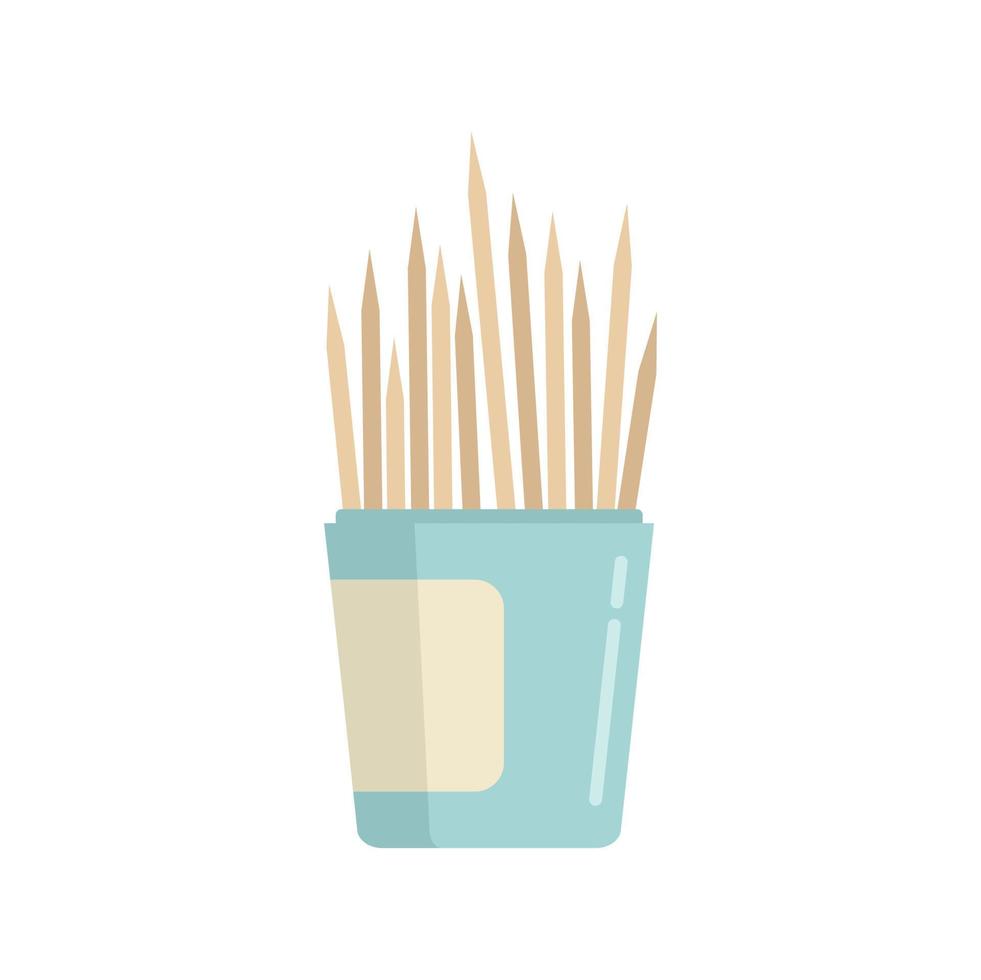 Thin toothpick icon flat vector. Tooth stick vector