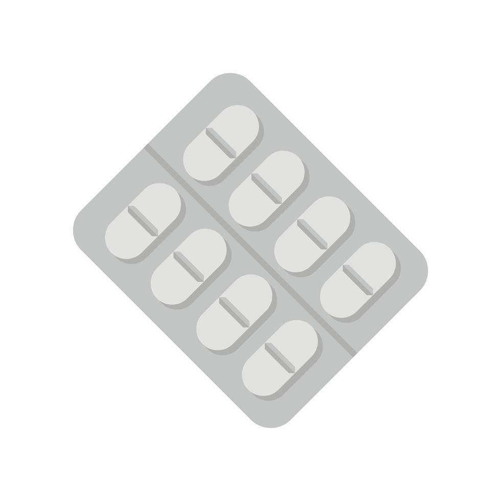 Tonsillitis pill blister icon flat vector. Tonsil mouth vector