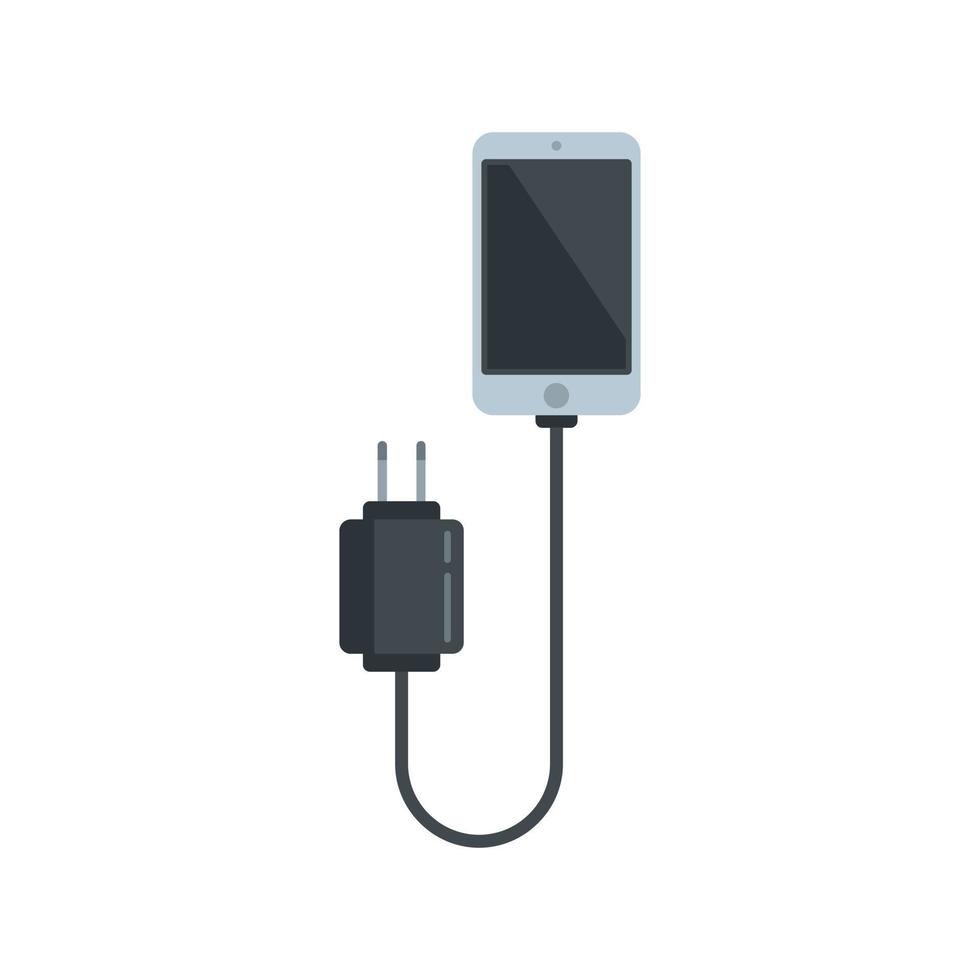 Cellphone charger icon flat vector. Phone battery vector