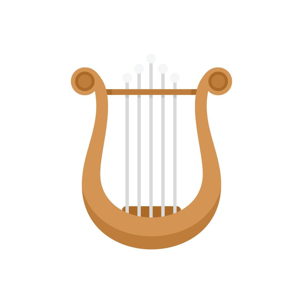 Greek harp icon flat vector. Lyre music vector