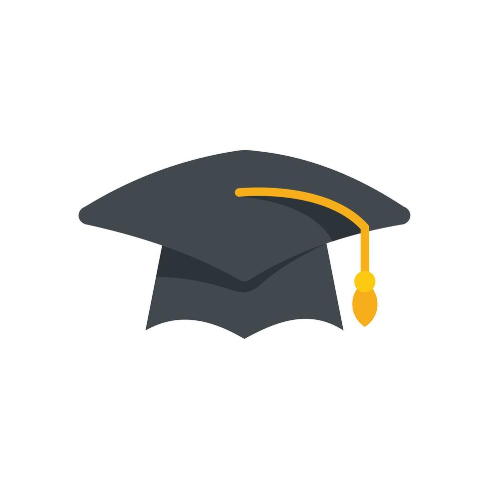 Diploma graduation hat icon flat vector. College school vector