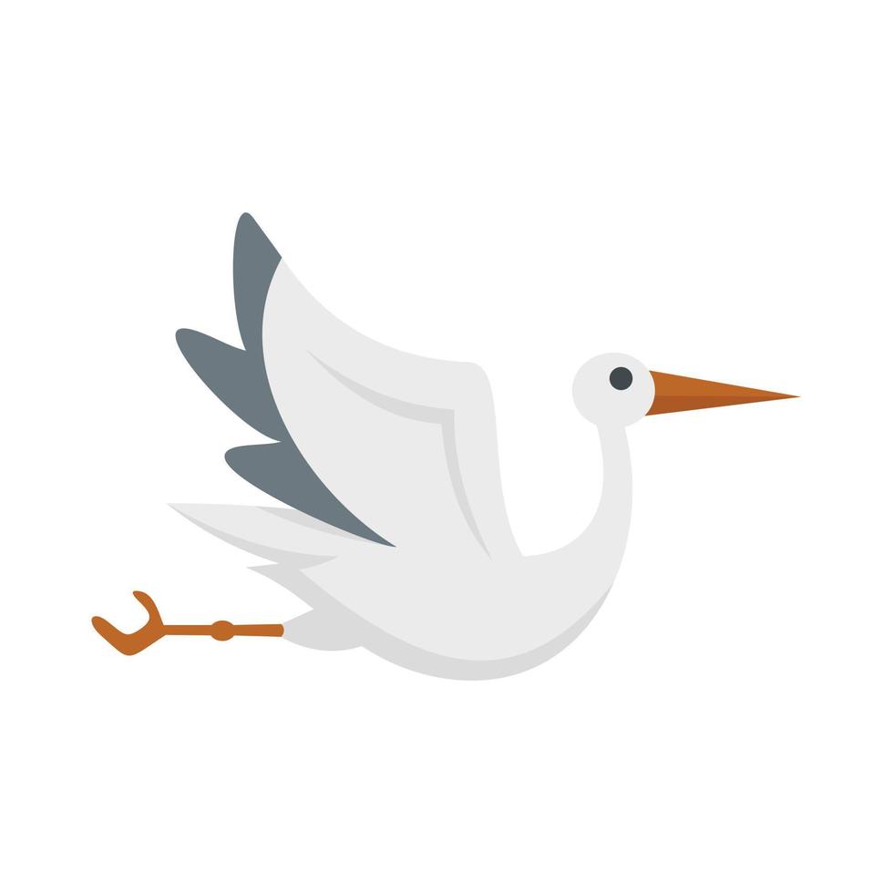 Stork branch icon flat vector. Baby stork vector