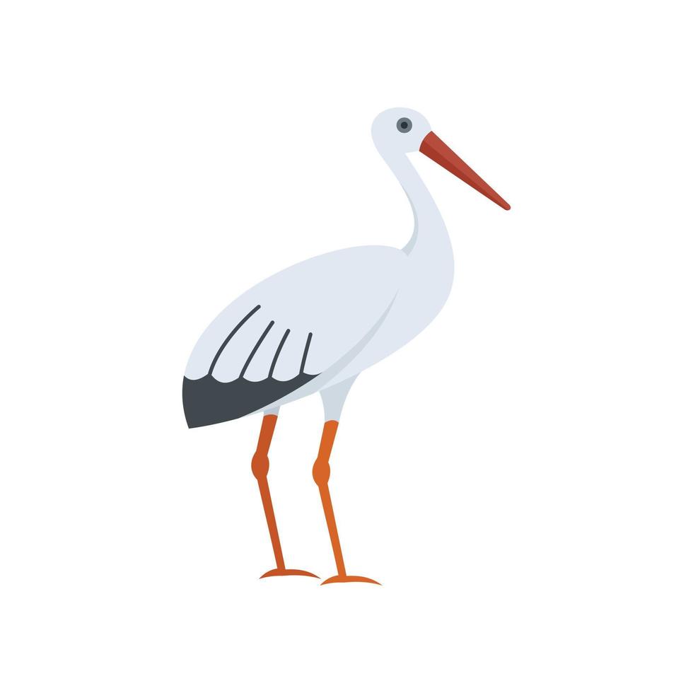 Lake stork icon flat vector. Baby fly bird vector