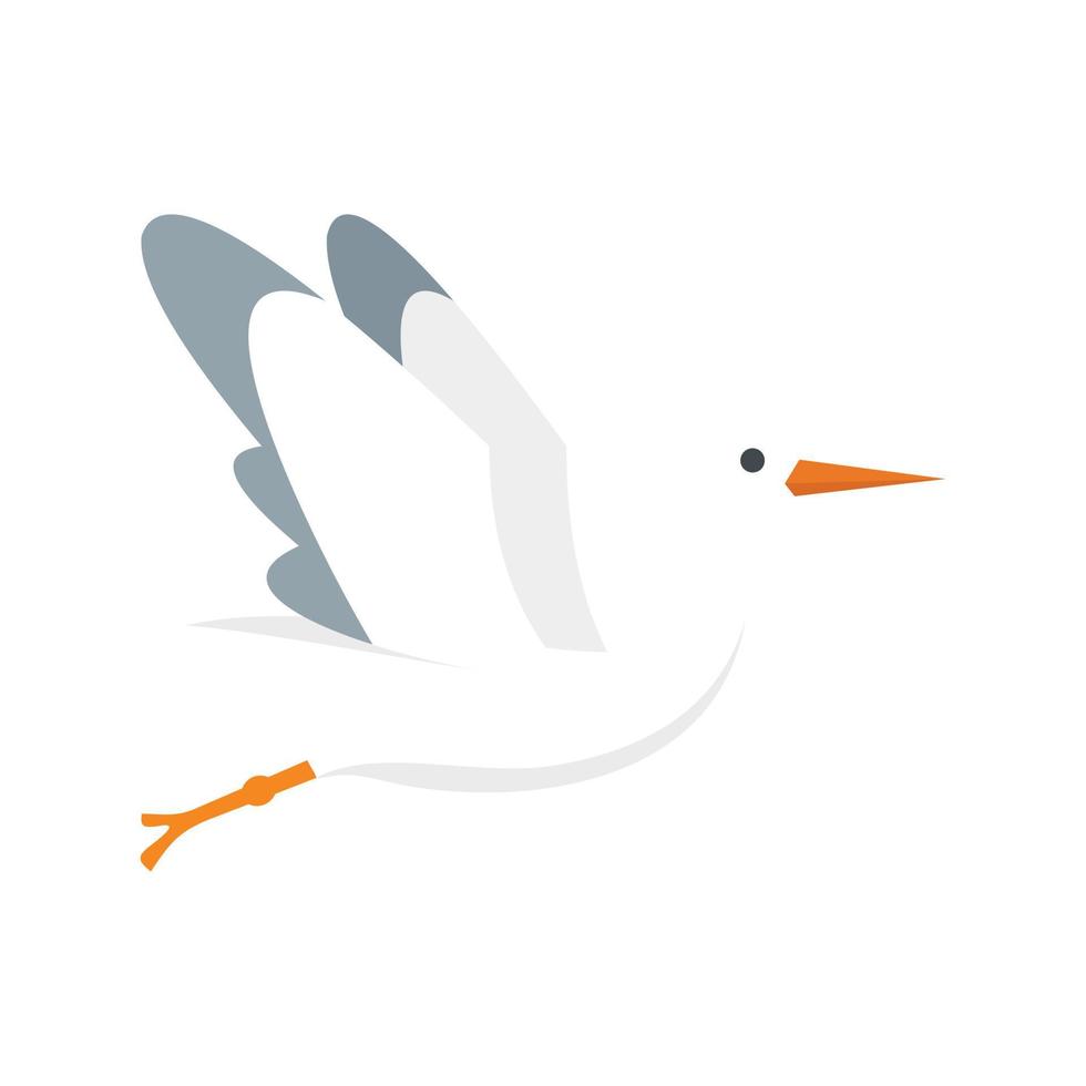 Born stork icon flat vector. Fly bird vector