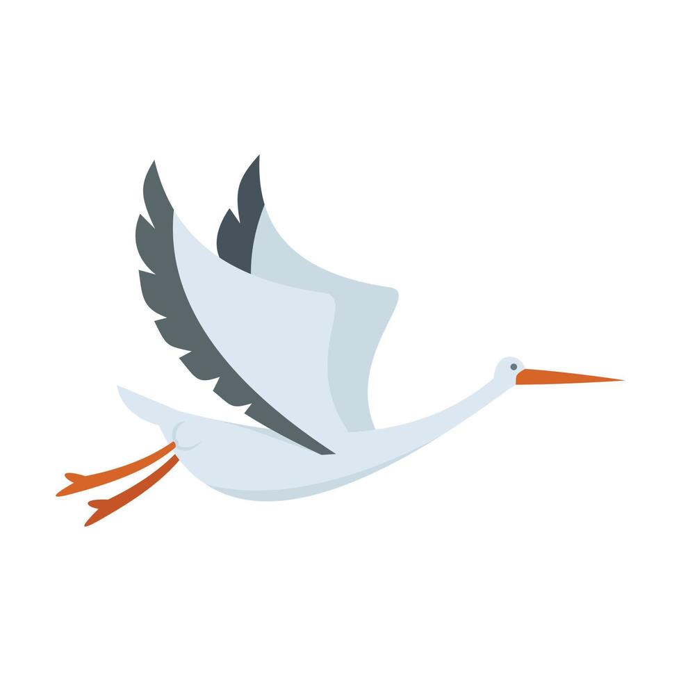 Heron stork icon flat vector. Fly bird vector