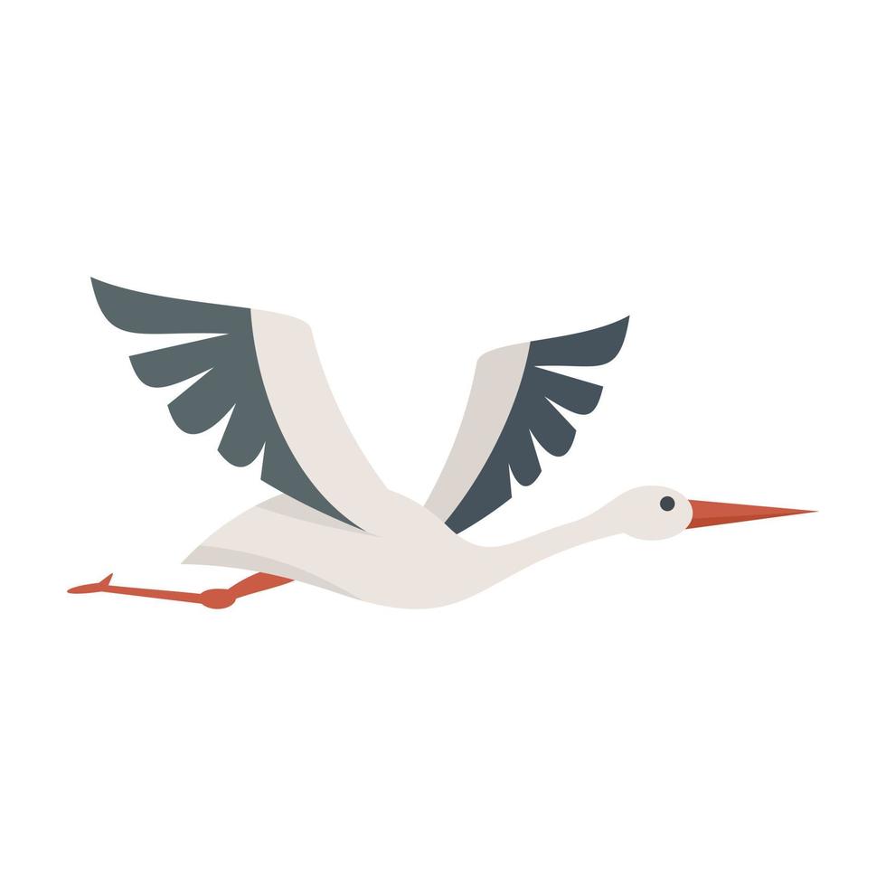 Cute stork icon flat vector. Heron bird vector