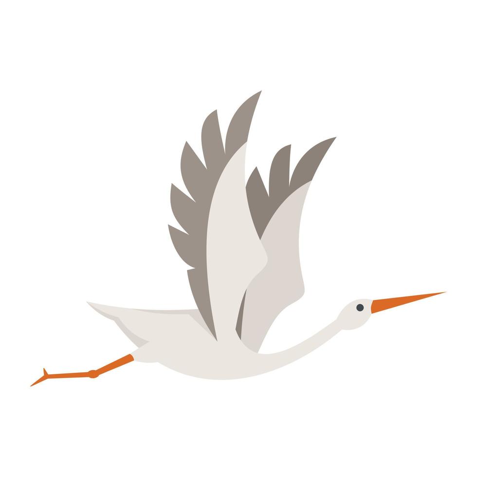 Nest stork icon flat vector. Fly bird vector