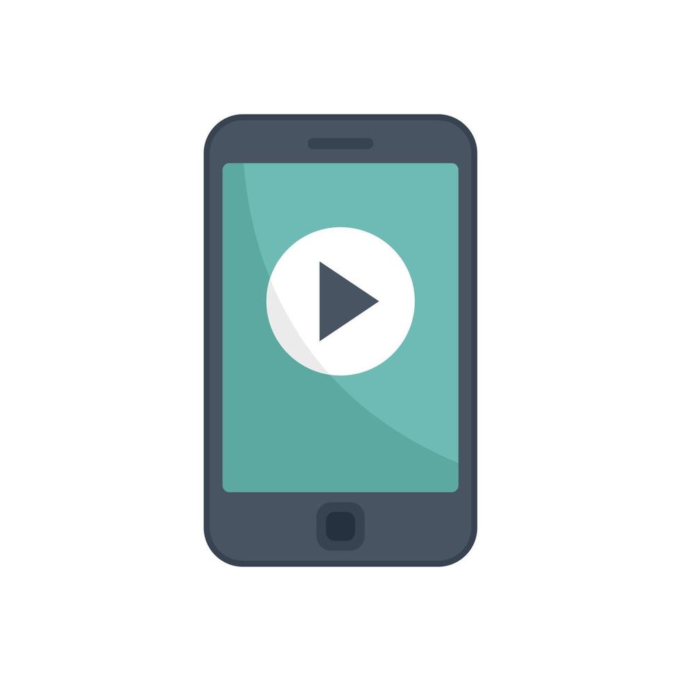 Phone video edit icon flat vector. Mobile smartphone vector