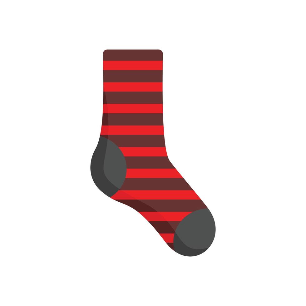 Striped sock icon flat vector. Fashion sock vector