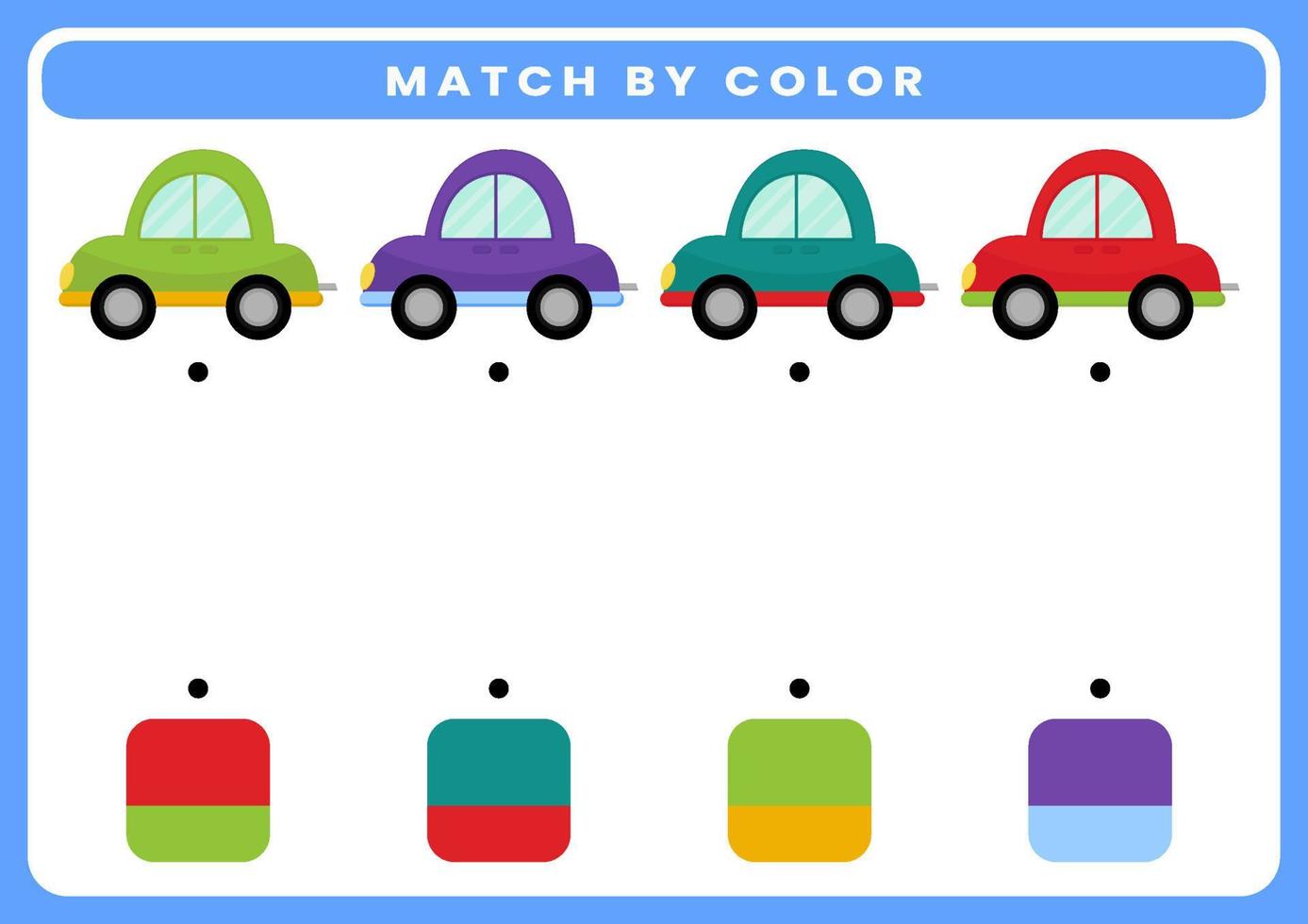 juego educativo para niños corta y combina el mismo color del transporte de dibujos animados vector